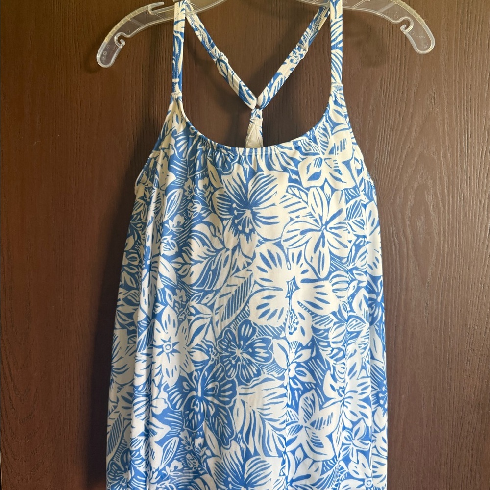 Coco Reef Blue and White print mesh tankini top Size 38D